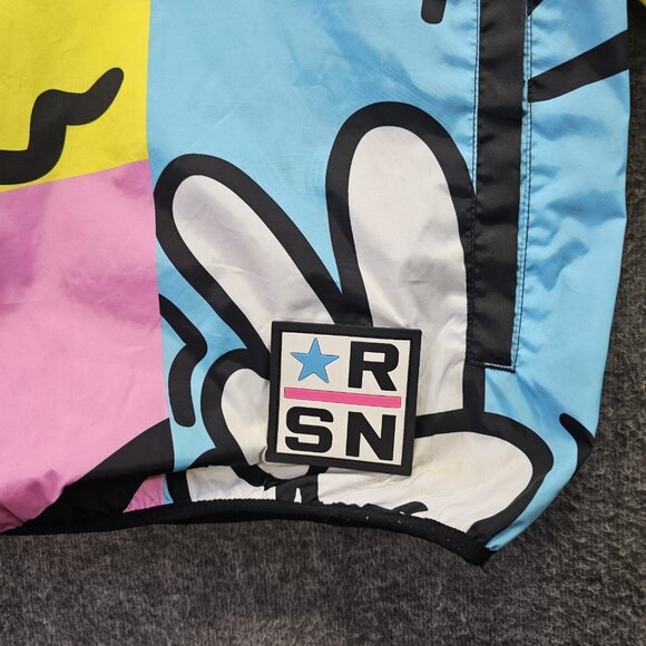 Reason Windbreaker Rain Jacket Size L All-over Print Keith Haring Style Pop-Art - Picture 3 of 10